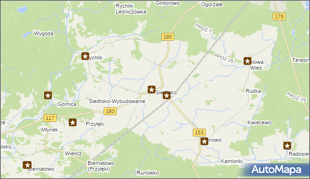 mapa Siedlisko gmina Trzcianka, Siedlisko gmina Trzcianka na mapie Targeo