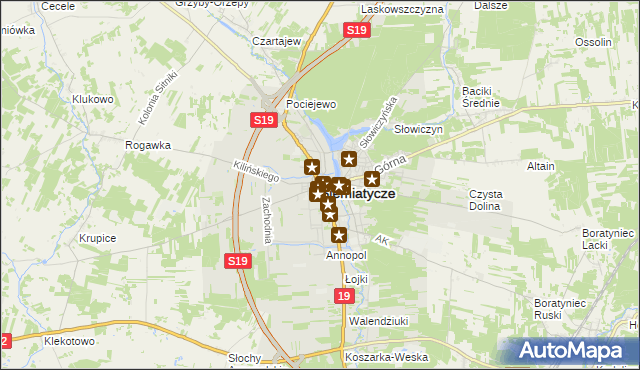 mapa Siemiatycze, Siemiatycze na mapie Targeo