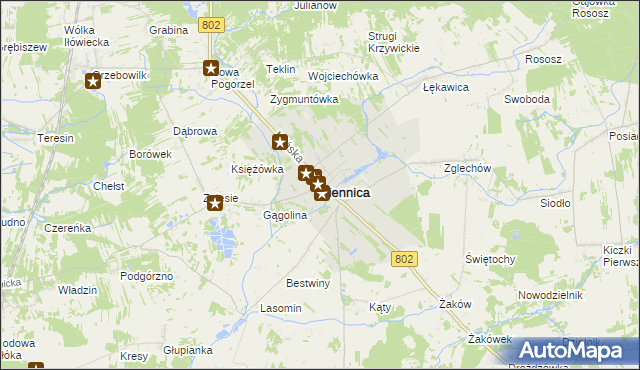 mapa Siennica powiat miński, Siennica powiat miński na mapie Targeo