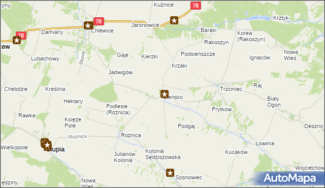 mapa Sieńsko, Sieńsko na mapie Targeo