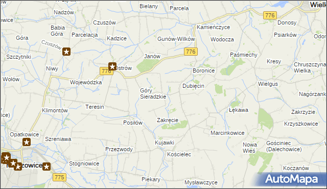 mapa Sieradzice, Sieradzice na mapie Targeo