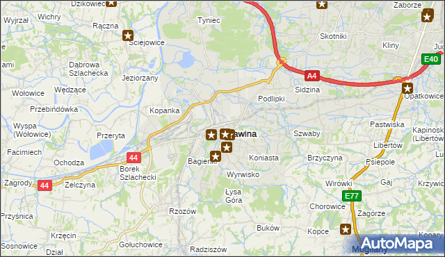 mapa Skawina, Skawina na mapie Targeo