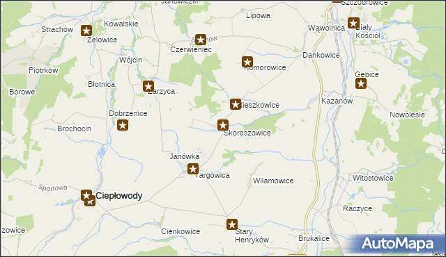 mapa Skoroszowice, Skoroszowice na mapie Targeo