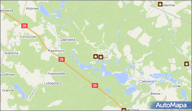 mapa Skórzyn gmina Maszewo, Skórzyn gmina Maszewo na mapie Targeo