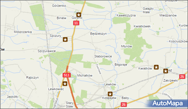 mapa Słaborowice, Słaborowice na mapie Targeo