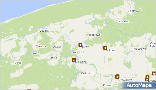 mapa Słajszewo, Słajszewo na mapie Targeo