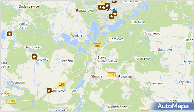 mapa Sława Wielkopolska, Sława Wielkopolska na mapie Targeo