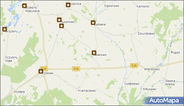 mapa Sławkowo gmina Działdowo, Sławkowo gmina Działdowo na mapie Targeo