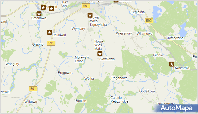 mapa Sławkowo gmina Kętrzyn, Sławkowo gmina Kętrzyn na mapie Targeo