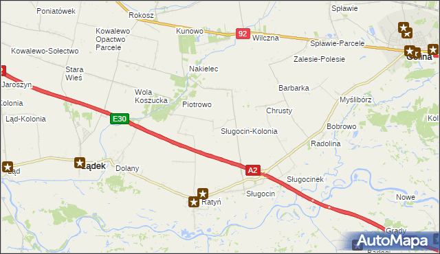 mapa Sługocin-Kolonia, Sługocin-Kolonia na mapie Targeo