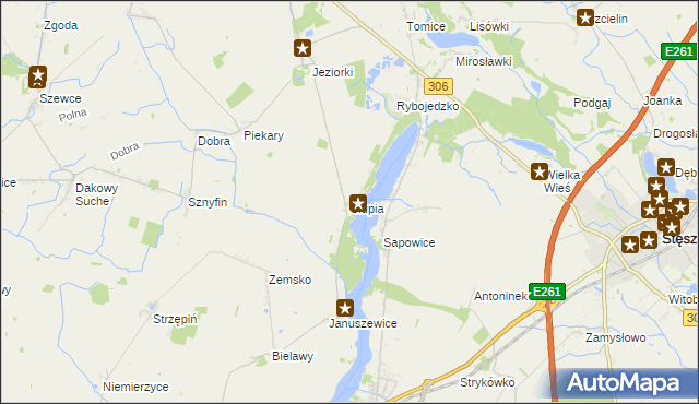 mapa Słupia gmina Stęszew, Słupia gmina Stęszew na mapie Targeo