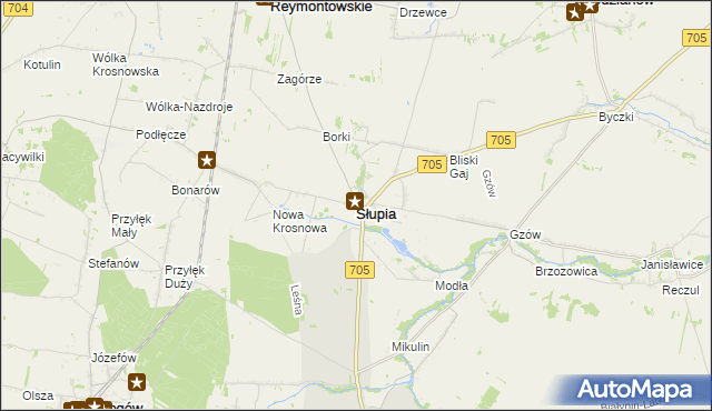 mapa Słupia powiat skierniewicki, Słupia powiat skierniewicki na mapie Targeo