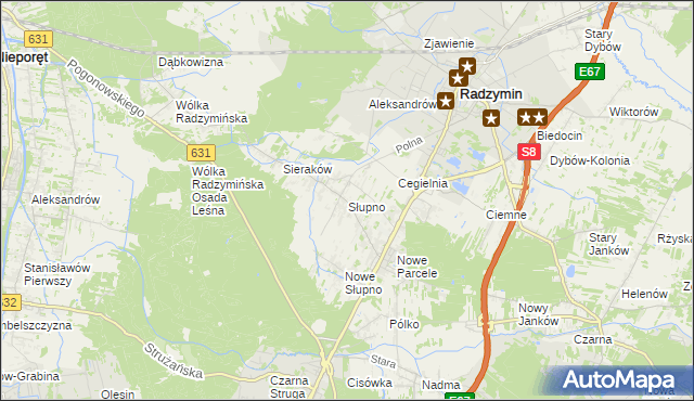 mapa Słupno gmina Radzymin, Słupno gmina Radzymin na mapie Targeo