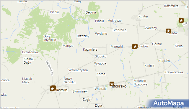 mapa Słupsko gmina Mokrsko, Słupsko gmina Mokrsko na mapie Targeo