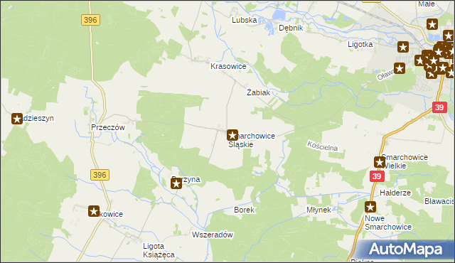 mapa Smarchowice Śląskie, Smarchowice Śląskie na mapie Targeo