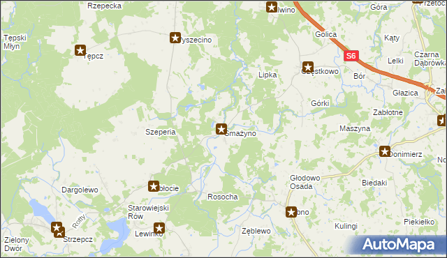 mapa Smażyno, Smażyno na mapie Targeo