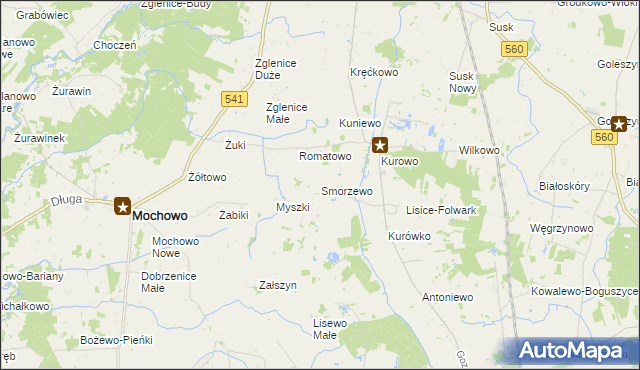 mapa Smorzewo, Smorzewo na mapie Targeo