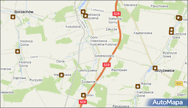 mapa Sobieszczany, Sobieszczany na mapie Targeo