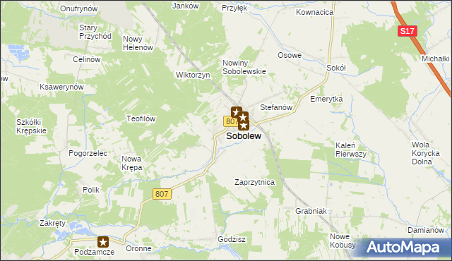 mapa Sobolew powiat garwoliński, Sobolew powiat garwoliński na mapie Targeo