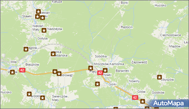 mapa Sobótka gmina Bliżyn, Sobótka gmina Bliżyn na mapie Targeo