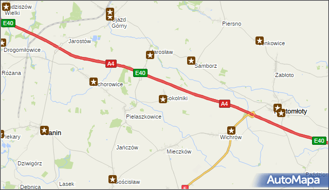 mapa Sokolniki gmina Udanin, Sokolniki gmina Udanin na mapie Targeo