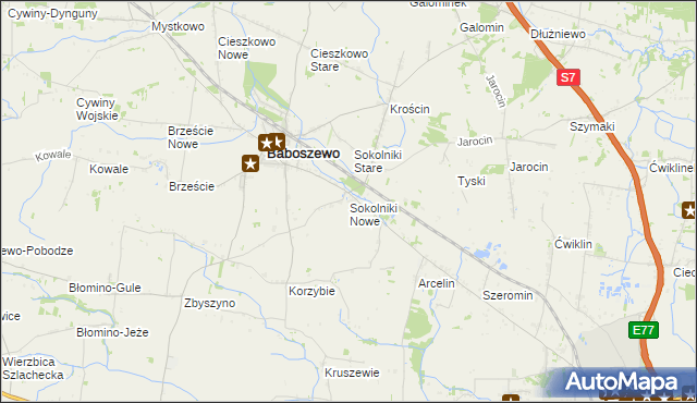mapa Sokolniki Nowe, Sokolniki Nowe na mapie Targeo