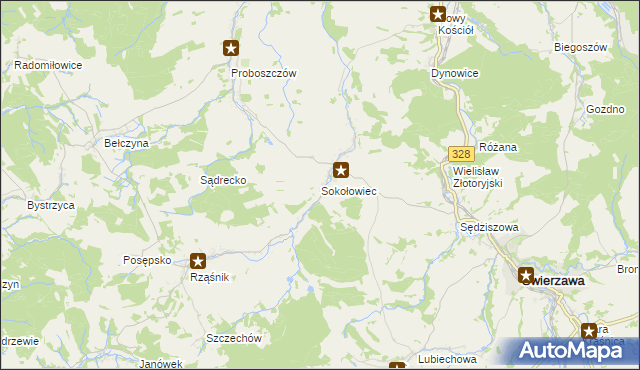 mapa Sokołowiec, Sokołowiec na mapie Targeo