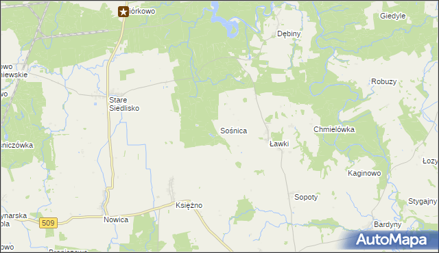 mapa Sośnica gmina Wilczęta, Sośnica gmina Wilczęta na mapie Targeo
