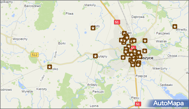 mapa Spytajny, Spytajny na mapie Targeo