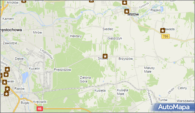 mapa Srocko gmina Mstów, Srocko gmina Mstów na mapie Targeo