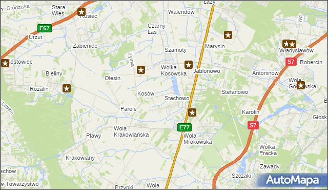 mapa Stachowo gmina Lesznowola, Stachowo gmina Lesznowola na mapie Targeo