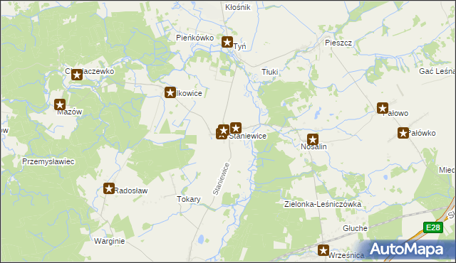 mapa Staniewice, Staniewice na mapie Targeo