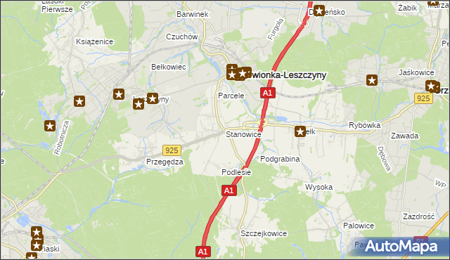 mapa Stanowice gmina Czerwionka-Leszczyny, Stanowice gmina Czerwionka-Leszczyny na mapie Targeo
