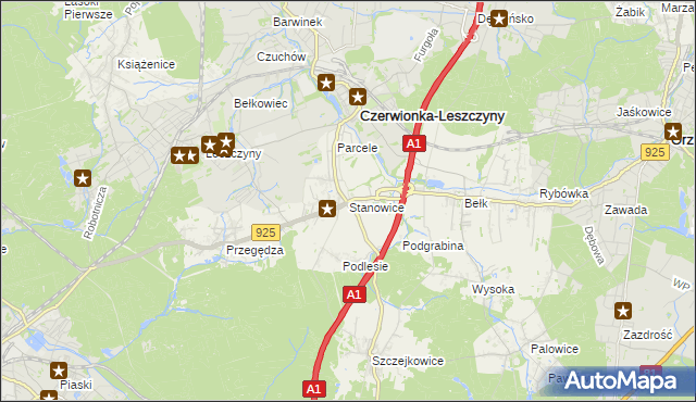 mapa Stanowice gmina Czerwionka-Leszczyny, Stanowice gmina Czerwionka-Leszczyny na mapie Targeo