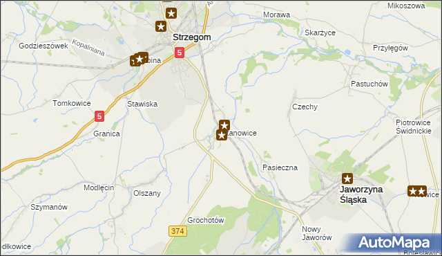 mapa Stanowice gmina Strzegom, Stanowice gmina Strzegom na mapie Targeo