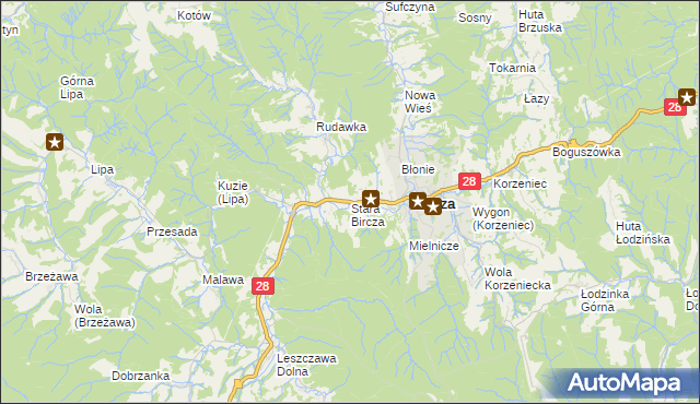 mapa Stara Bircza, Stara Bircza na mapie Targeo