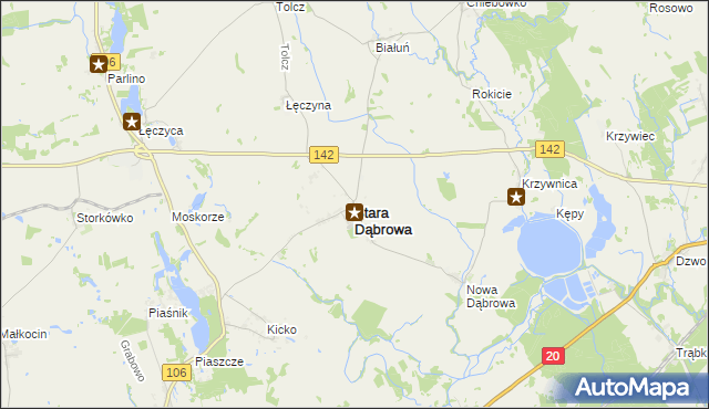 mapa Stara Dąbrowa powiat stargardzki, Stara Dąbrowa powiat stargardzki na mapie Targeo