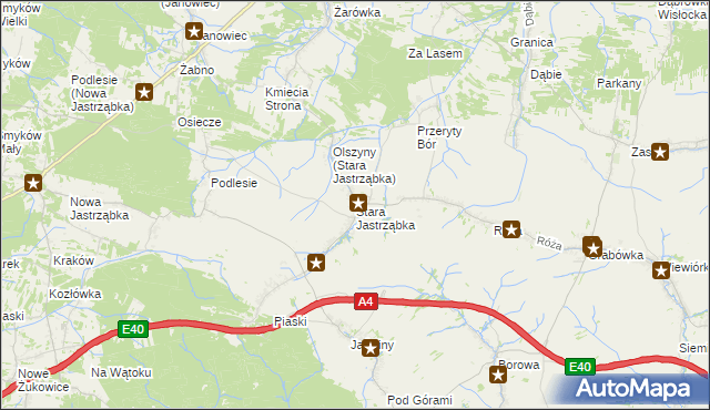 mapa Stara Jastrząbka gmina Czarna, Stara Jastrząbka gmina Czarna na mapie Targeo