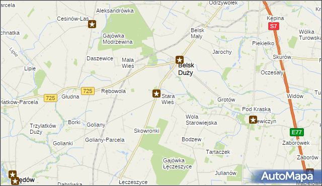 mapa Stara Wieś gmina Belsk Duży, Stara Wieś gmina Belsk Duży na mapie Targeo