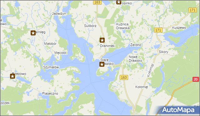 mapa Stare Drawsko, Stare Drawsko na mapie Targeo