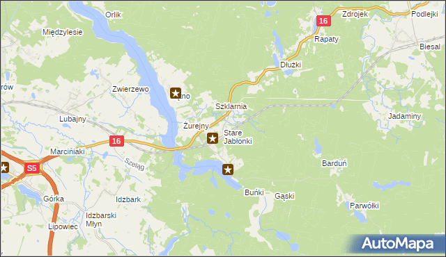 mapa Stare Jabłonki, Stare Jabłonki na mapie Targeo