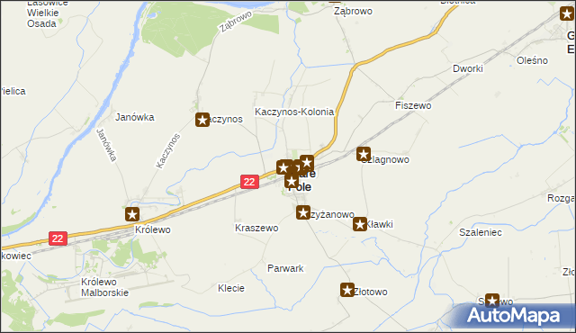 mapa Stare Pole powiat malborski, Stare Pole powiat malborski na mapie Targeo