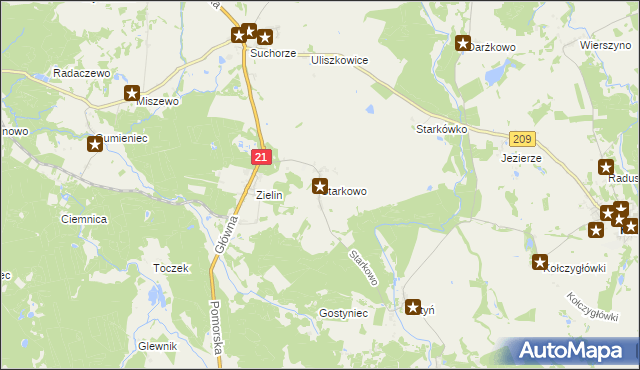 mapa Starkowo gmina Trzebielino, Starkowo gmina Trzebielino na mapie Targeo