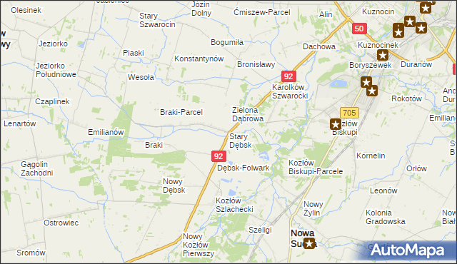 mapa Stary Dębsk, Stary Dębsk na mapie Targeo