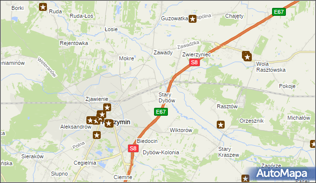 mapa Stary Dybów, Stary Dybów na mapie Targeo