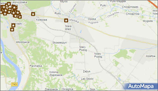 mapa Stary Pożóg, Stary Pożóg na mapie Targeo