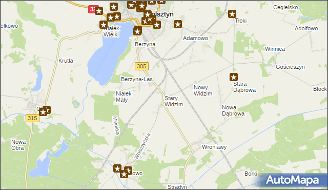 mapa Stary Widzim, Stary Widzim na mapie Targeo