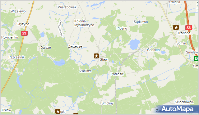 mapa Staw gmina Lubiszyn, Staw gmina Lubiszyn na mapie Targeo
