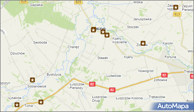 mapa Stawek gmina Spiczyn, Stawek gmina Spiczyn na mapie Targeo