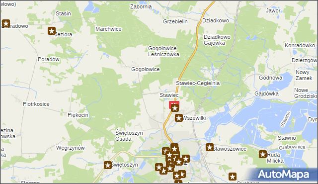 mapa Stawiec gmina Milicz, Stawiec gmina Milicz na mapie Targeo